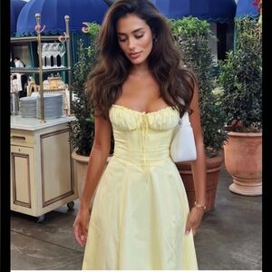 HOUSE OF CB 'Carmen' Soft Buttercream Cotton Bustier Sundress Small US4-6 $269